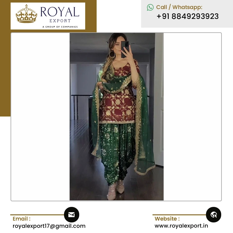Indian Supplier Selling Best Quality Luxury Fashion Designer Premium Faux Georgette Embroidery Dhoti Salwar Suit