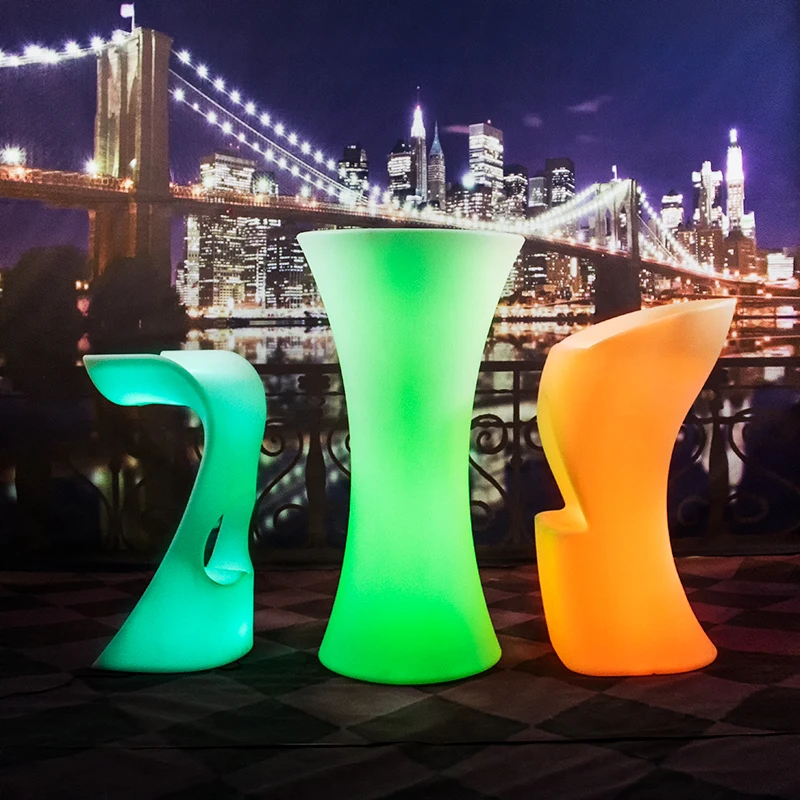 led pub counter/party bar table mobile outdoor waterproof led cocktail/nightclub/KTV  table and chair set