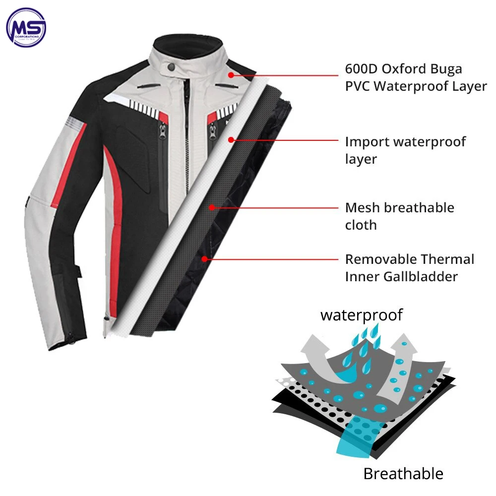 Motorcycle Black Jacket Motocross Bike Off-road Motorbike Cordura Jackets With Protector In Multi Colors