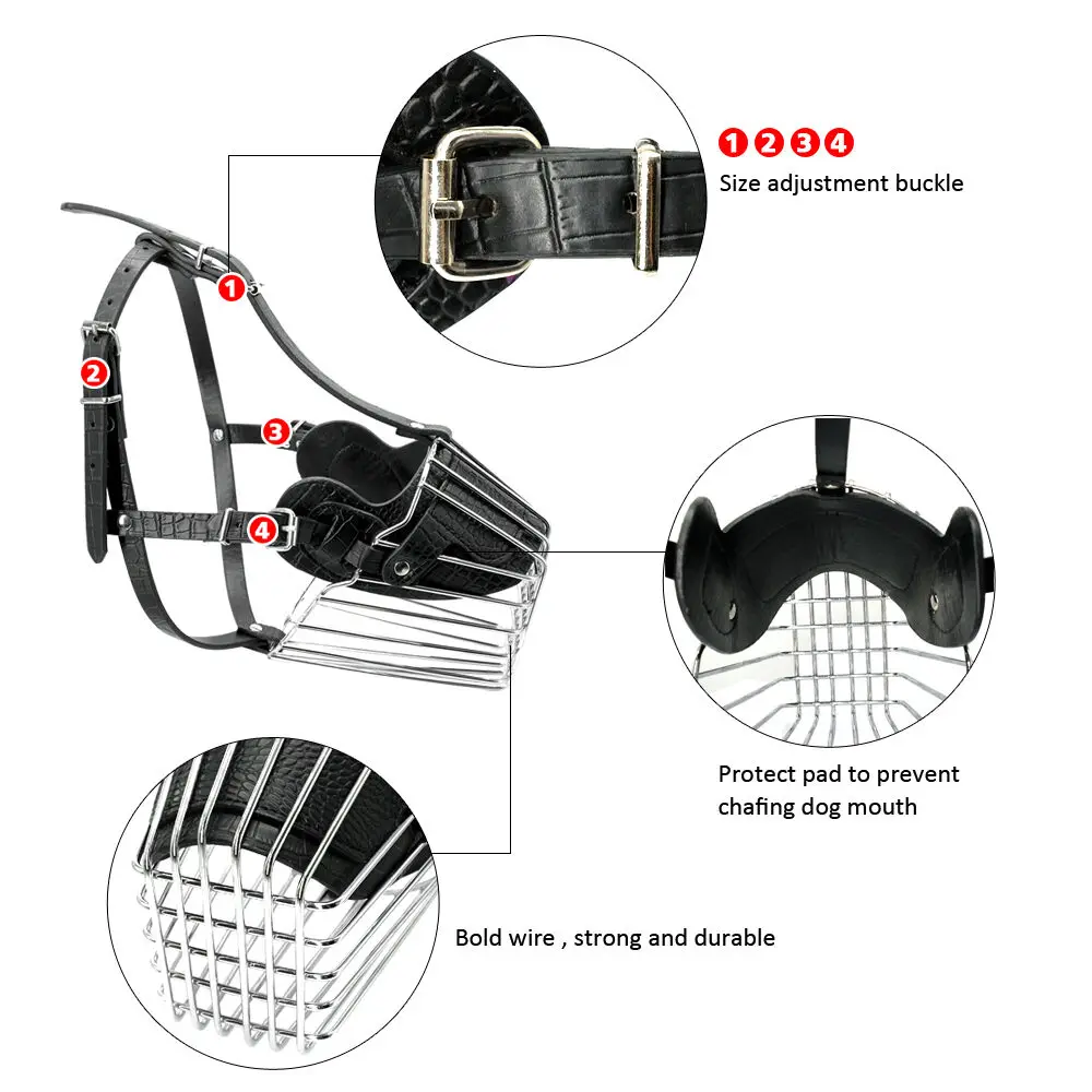 Factory price Durable Anti Barking Brown Adjustable Leather Muzzle Dog Mouth Muzzle