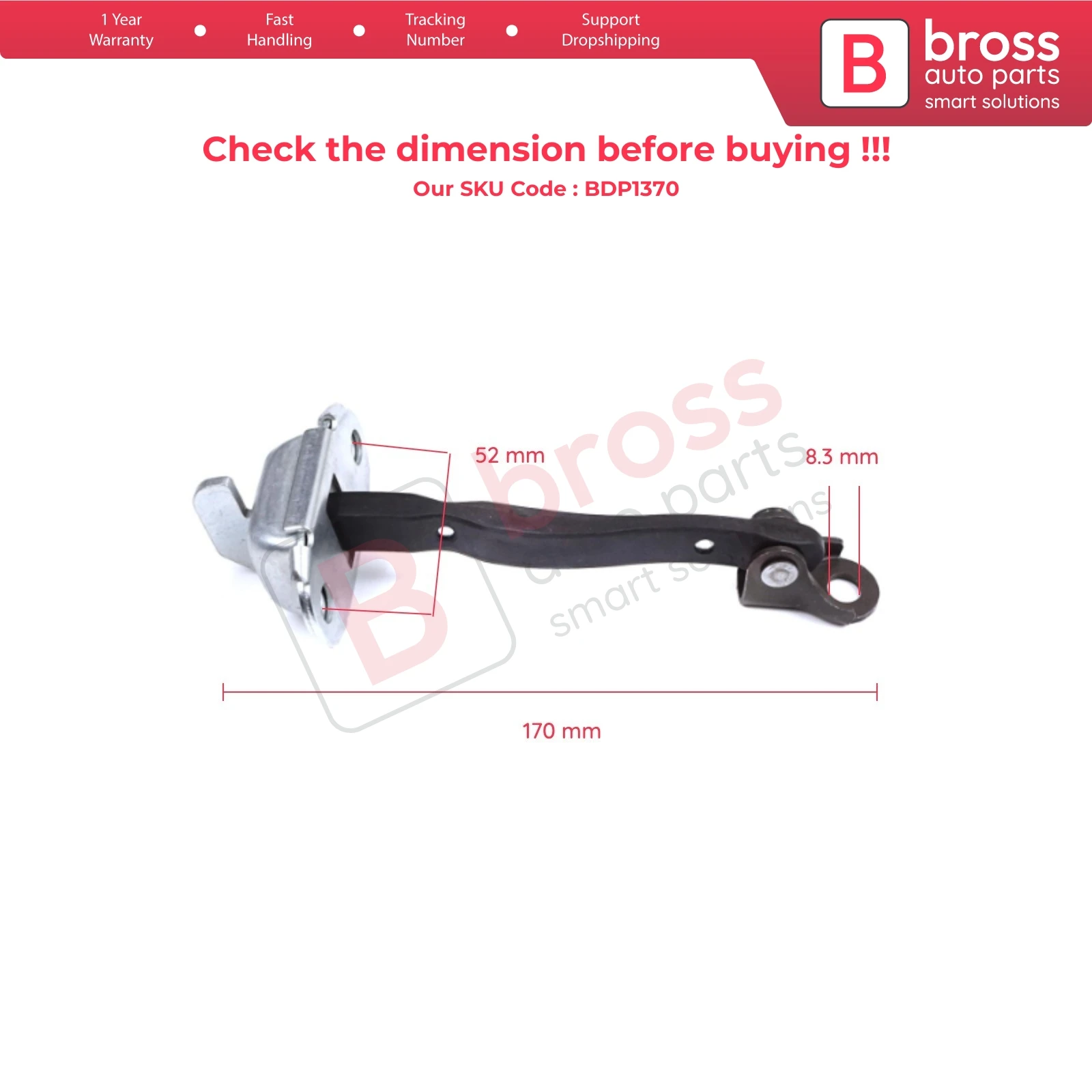BDP1370 Rear Door Stop Check Assy Limiter Strap for Toyota Yaris Vitz MK3 P13 2010-2014 Vios P15 Verso S P12 Pre-Facelift 686305
