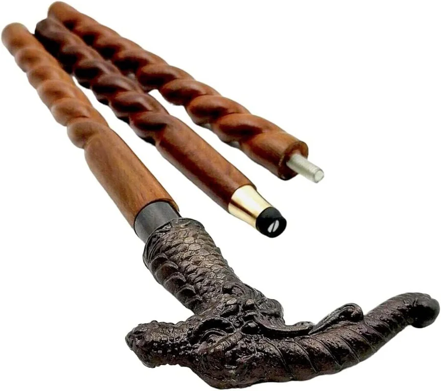 Dragon Handle Vintage Nautical Wooden Walking Stick Walking Cane For Parents, Grandparents 36inch Halloween & Christmas Gift