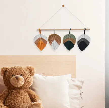 Bohemian custom cotton Handmade home decor Braided decoration Leaf Macrame Wall Hanging 2024