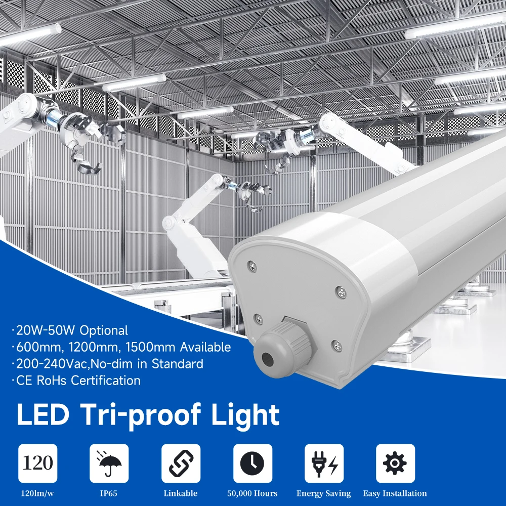 Factory 120cm 4ft 40W Triproof Light Underground on/off Motion Sensor LED IP65 IP66 Tri-proof Light for Parking Lot