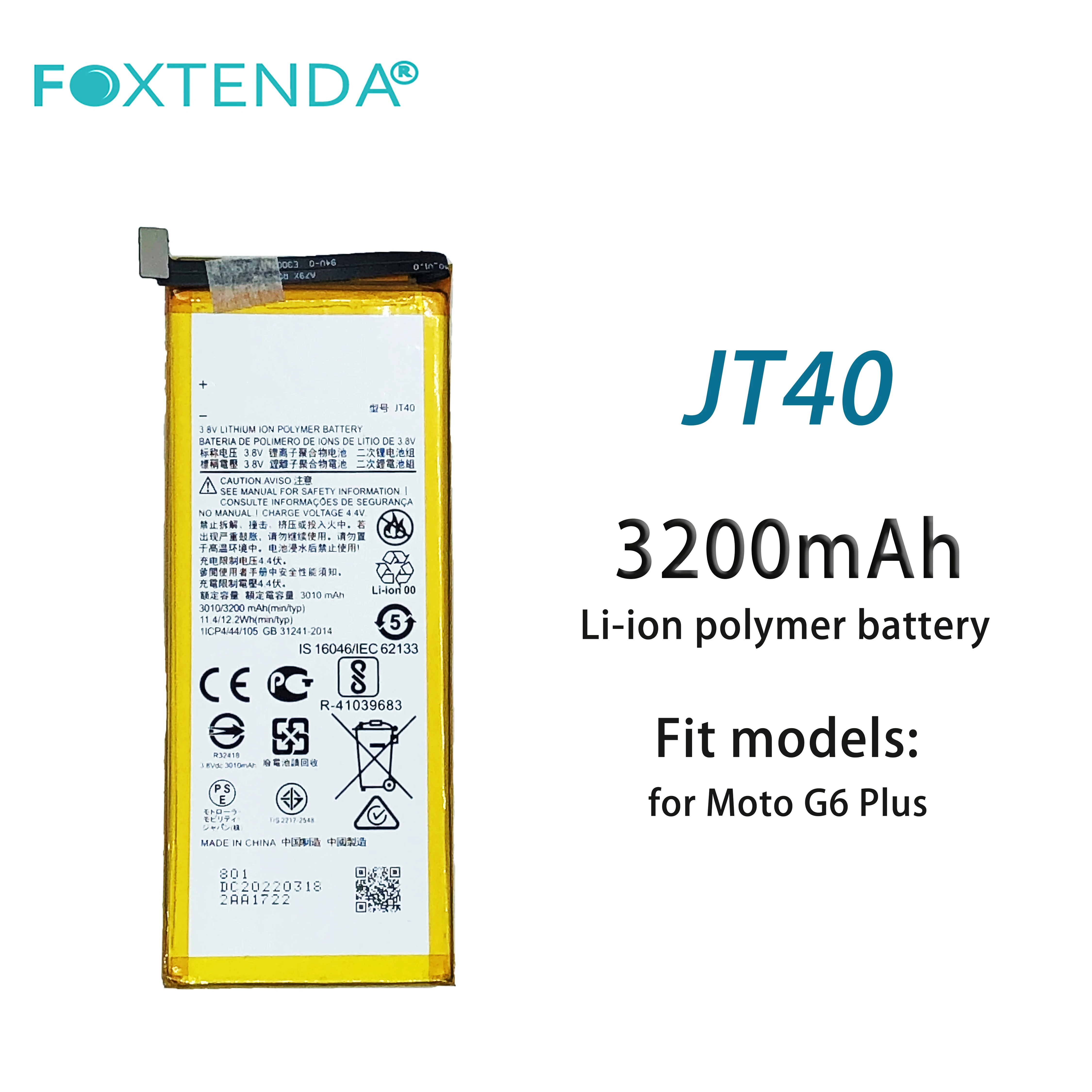 factory direct selling price Brand new 0 cycle JT40 for Moto G6 Plus 3200mAh Rechargeable Li-ion Polymer battery