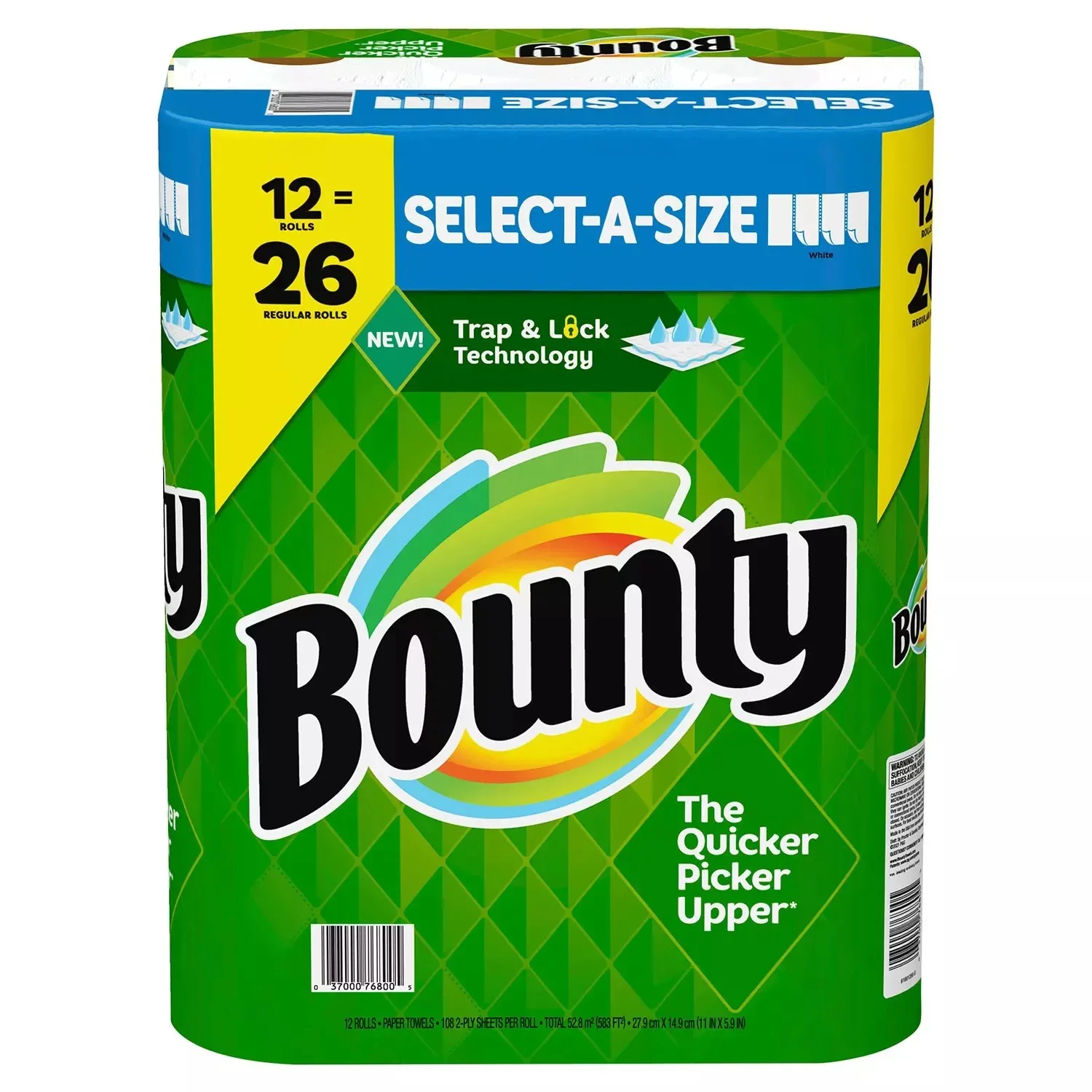 Bounty Select-A-Size 2-Ply Soft White Paper Towels 108 Sheets/Roll 12 Rolls for Kitchen Use