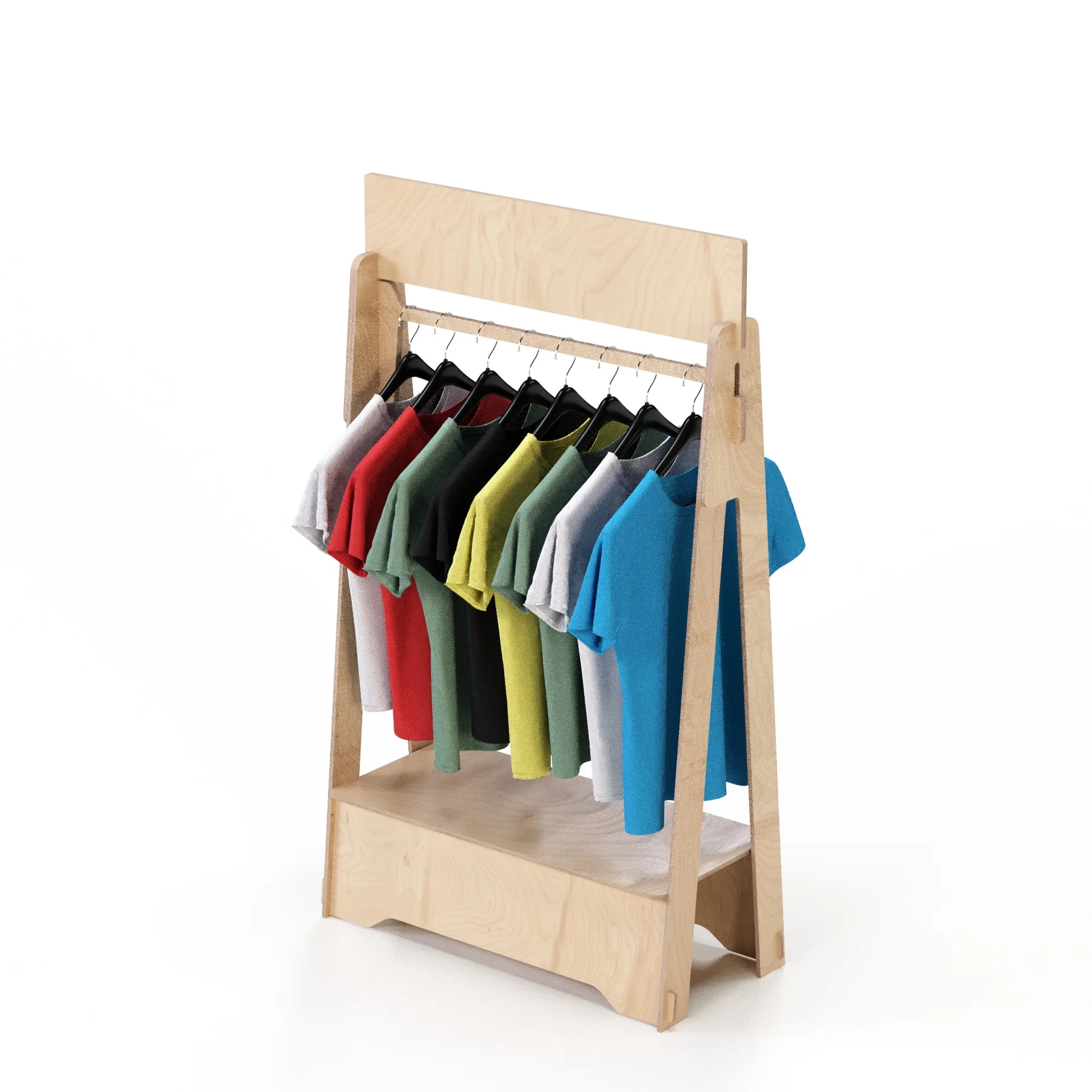 Best quality custom showcases wood hanging designer clothes organizer for Store Clothes Rack Retail
