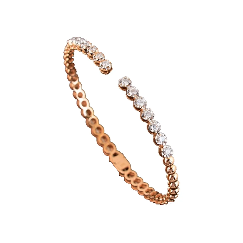 2.80 Carat Bezel Set Rose Gold Diamond Bangle Bracelet for Her,Natural Diamond Bangle 14k Solid Gold,Diamond Bangle for Woman