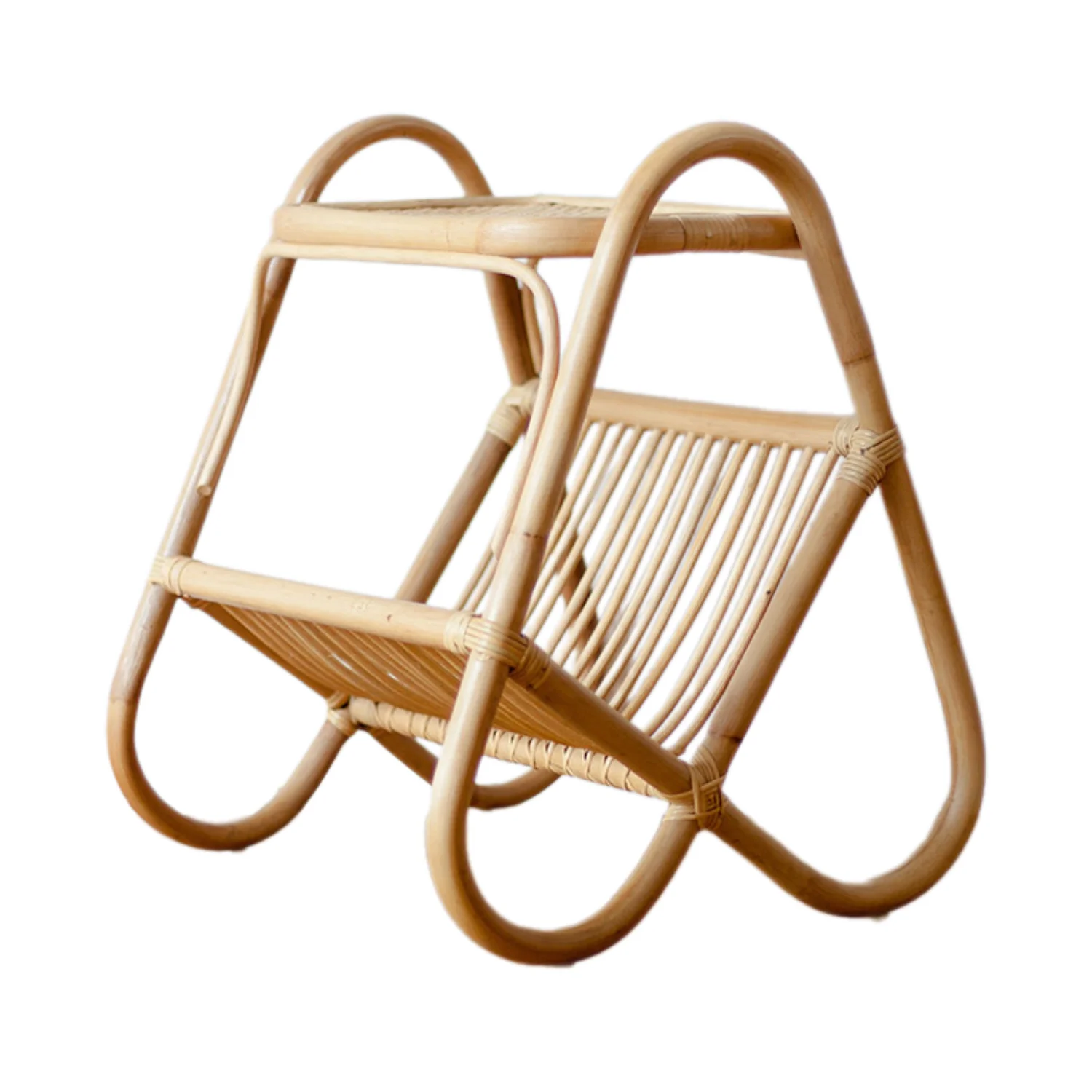 Minimalist design wicker Rattan table Coffee storage Mini Magazine Rack with multiple sides for home decoration