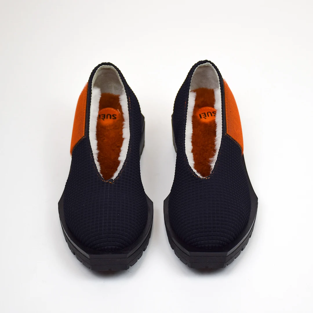 Top Quality Italian Tech Fabric Black  Colour Loafers with Merino Wool Casual Style Shoes for Women
