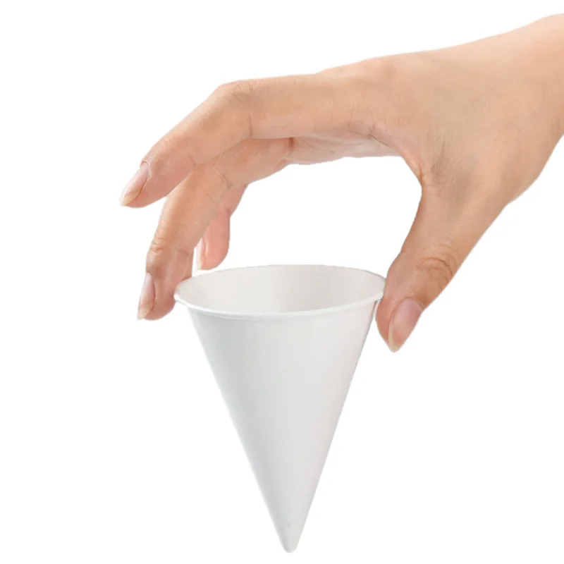 Wholesale White Conical  One-Time Use at Airports  Airlines Triangular Shape Paper Cups for with Thickened Bottom