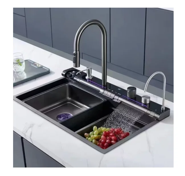 2024 Hot Sale Stainless Steel Kitchen Sink Smart Sink Kitchen Modern Kitchen Sink With High Click