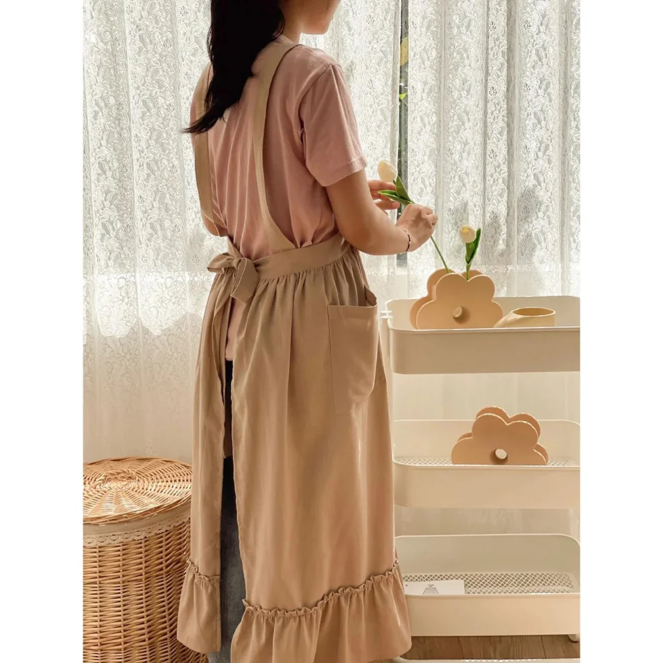 Linen Hand Embroidered Apron Apron For Women Embroidery Aprons Home Kitchen Garden OEM Made In Vietnam