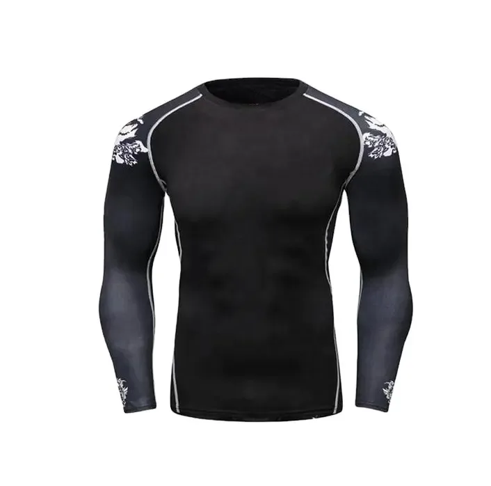 2023 Sublimation Printed Customized Colors And Design Quick Dry Polyester Fitted Plus Size MMA Rash Guard