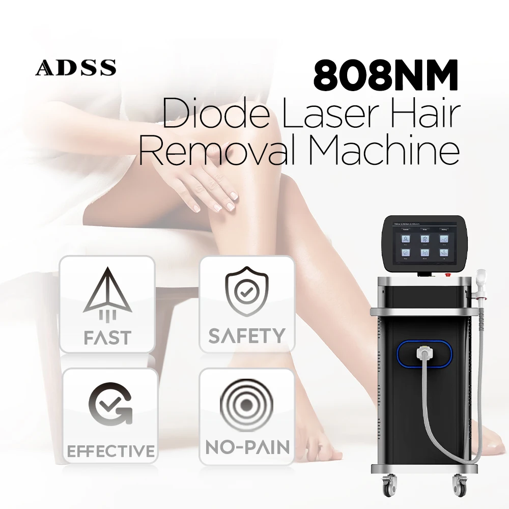 ADSS hot selling laser beauty equipment vertical 808nm diode laser hair removal machine for permanent hair removal