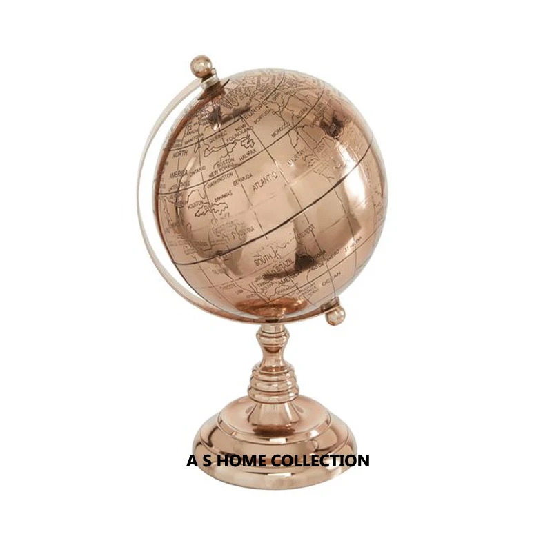 latest High Quality Metal World Educational copper finished Decorative Unique Small World Desktop globe