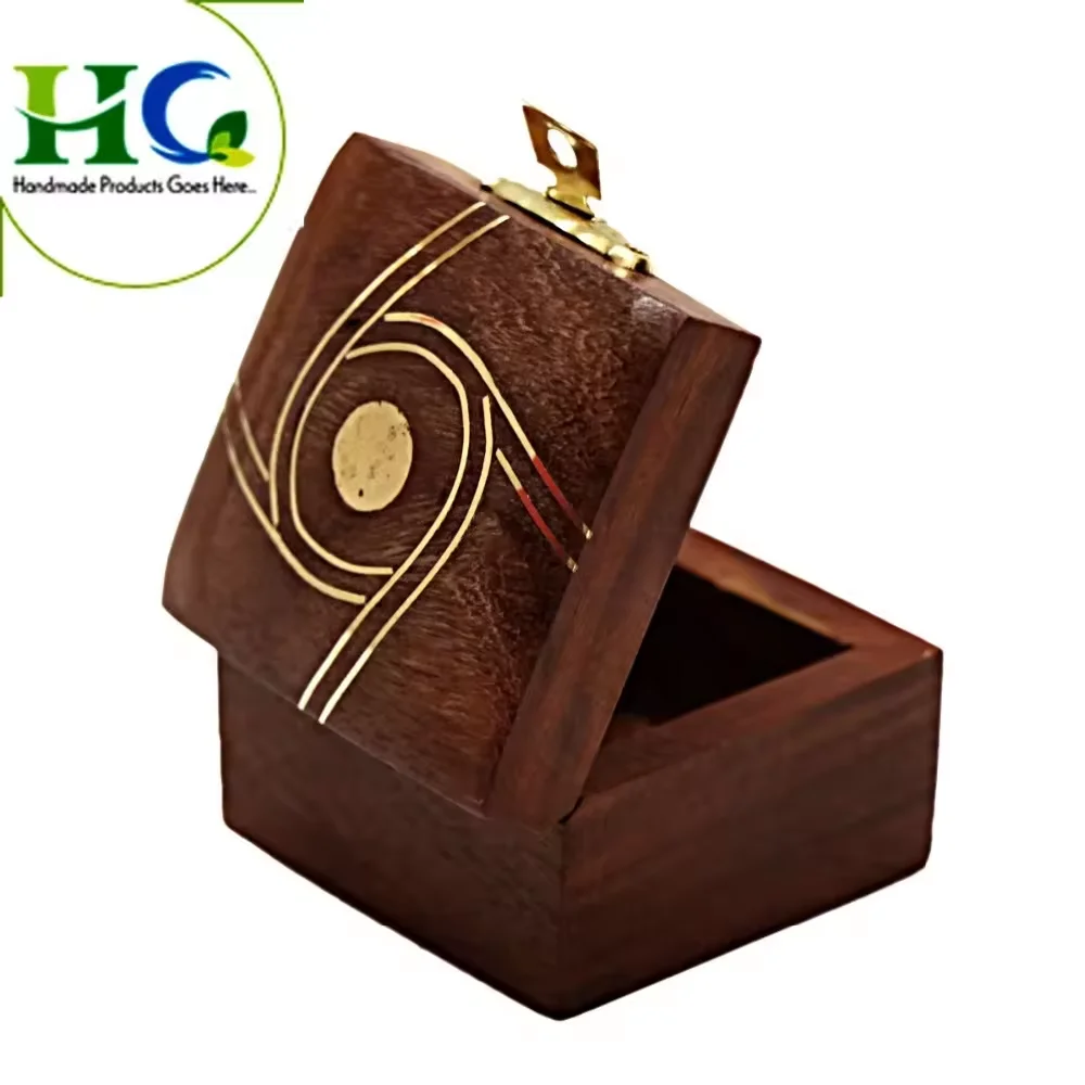 Quality Assured Wooden Box with Square Shaped Solid Wooden Handmade Hand Carved Wood Box / Money box