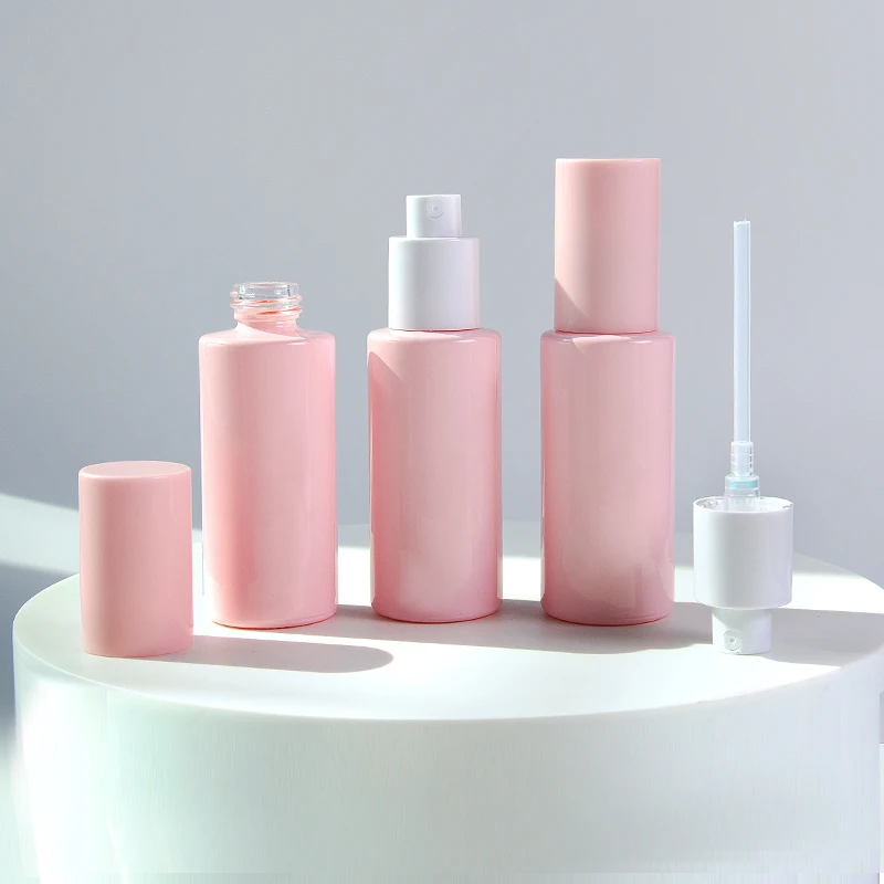 30ml 50ml 100 Ml Cosmetics Matte Pink Perfume Lotion Spray Mist Glass Bottle For Toner Essence Skin Care