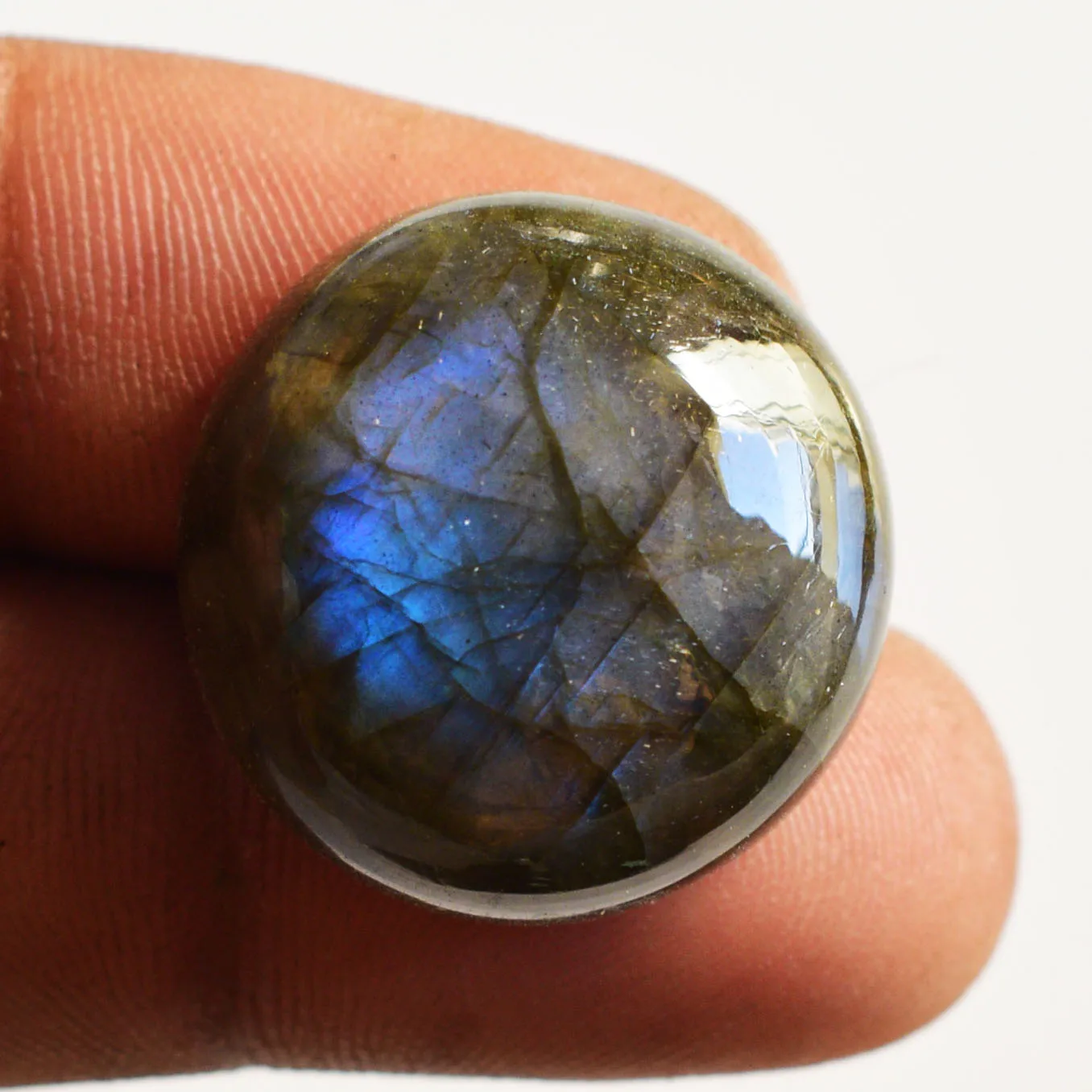Labradorite Cabochon Round Shape Gemstone Jewellery Making Size 23x23x10 MM Pendant Making Gemstone Blue Flashy Fire Flat Back
