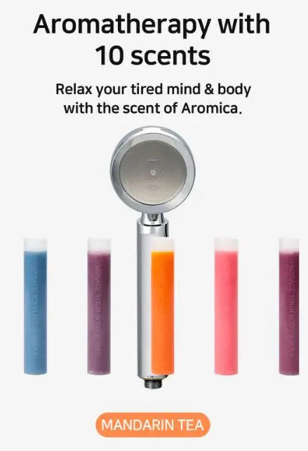 Aroma Shower head Aromica WHITE ARO900-WH with Vitamin C and Aroma filter, 3 stage filtration, made in Korea, by Water Lab.