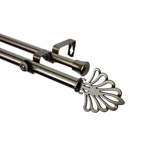 Extendable Double Curtain Rod Set Carbon Steel Metal Modern Curtain Poles