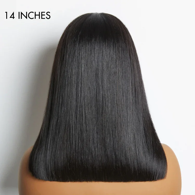 Wholesale Glueless Straight Blunt Cut 5x5 Transparent Lace Closure Wig Shoulder Length Human Hair Bob Wigs Vendor