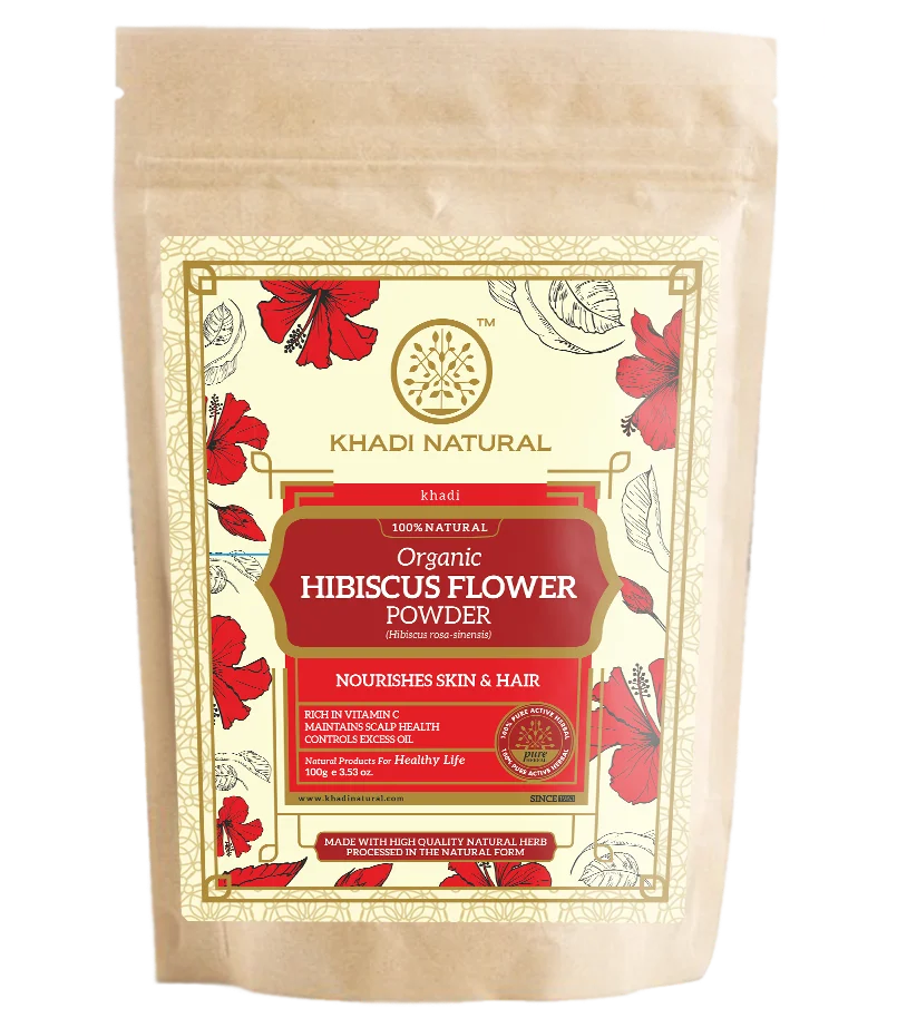 Khadi Natural Henna & Hibiscus Flower Organic powder Best Hair powder for Nourishes and strong hair in good price