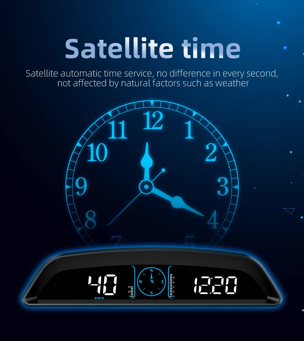 2023 WiiYii G3 GPS Speedometer HUD Car Speedometer with Clock Fatigue Driving Alarm Voltage Alarm