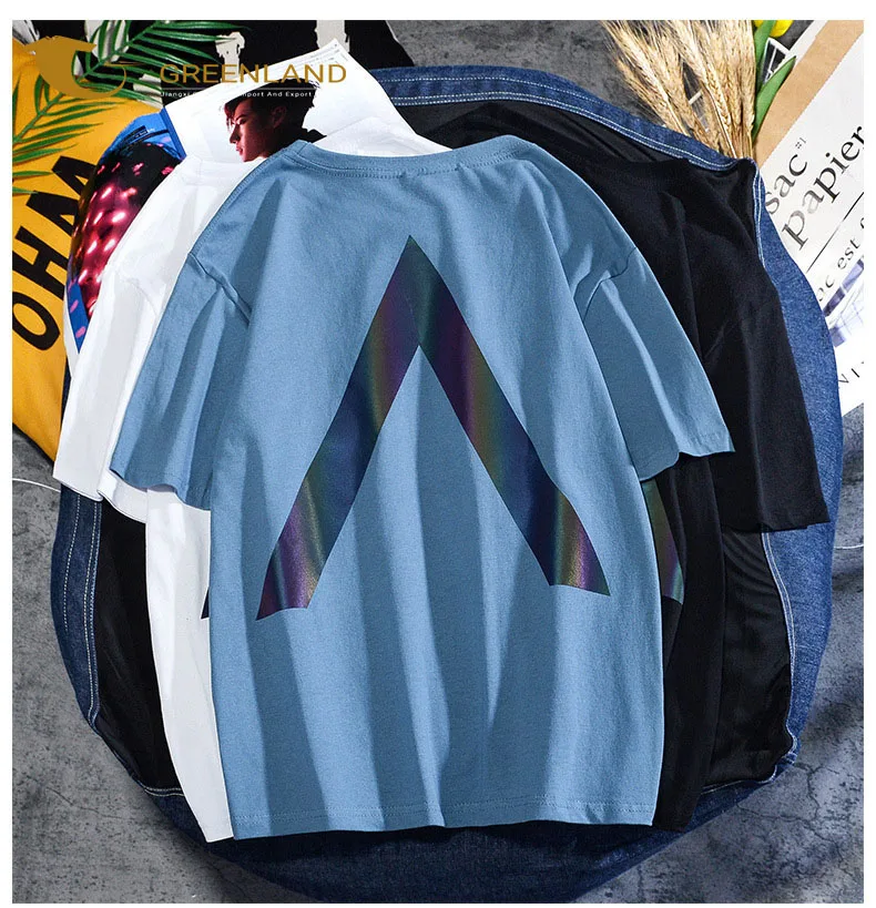 New Trendy Customization Reflective Printing High Quality Cotton Oversize T Shirts For Men and Women