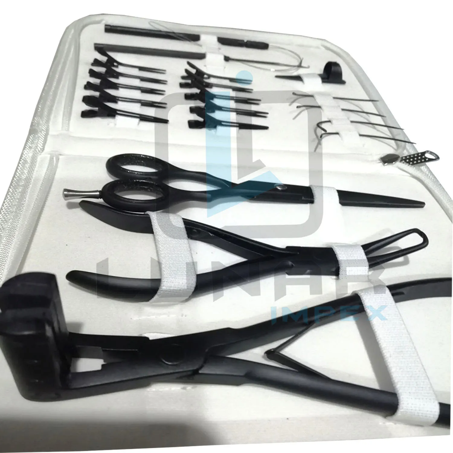 Salon HAIR Extension Tools Kit In Black Matte Color With Stainless Pliers OEM Wig Beadslink Extensions Accessories Kit