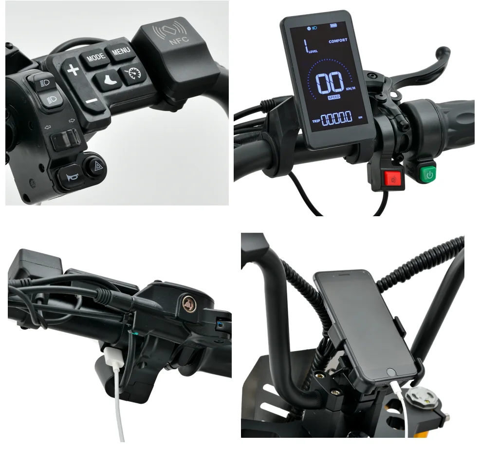 Multi-function Adult 60mph Motorcycle Shock Absorber Unisex Electronic Car CRUISER Electronic Side Mirror 3000w Electric Scooter