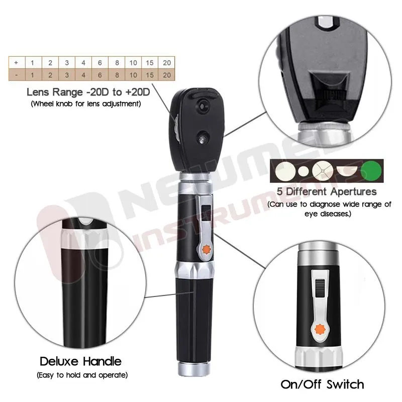 Портативный светодиодный офтальмоскоп Otoscopio для диагностики глаз и ушей прямой волоконно-оптический медицинский инструмент из пластика