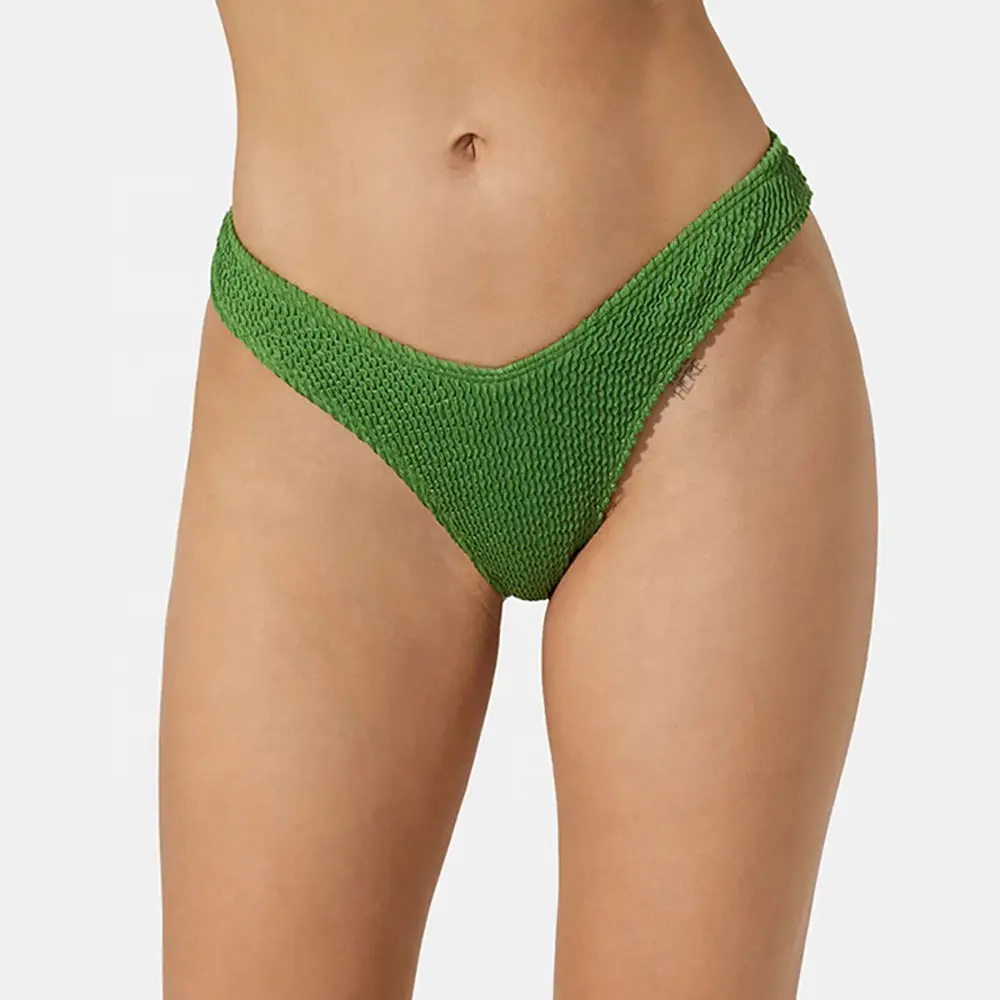 Custom Summer Adjustable Straps Crinkle Bikini Top and Bottom textured stretchy crinkle fabric Women Ribbed 2 Piece Bikini Set