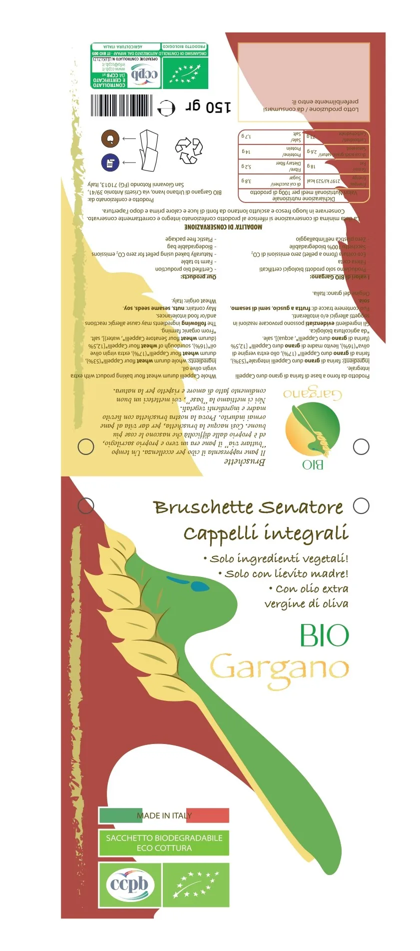 Made In Italy Premium Bruschetta Senatore Cappelli Wholemeal