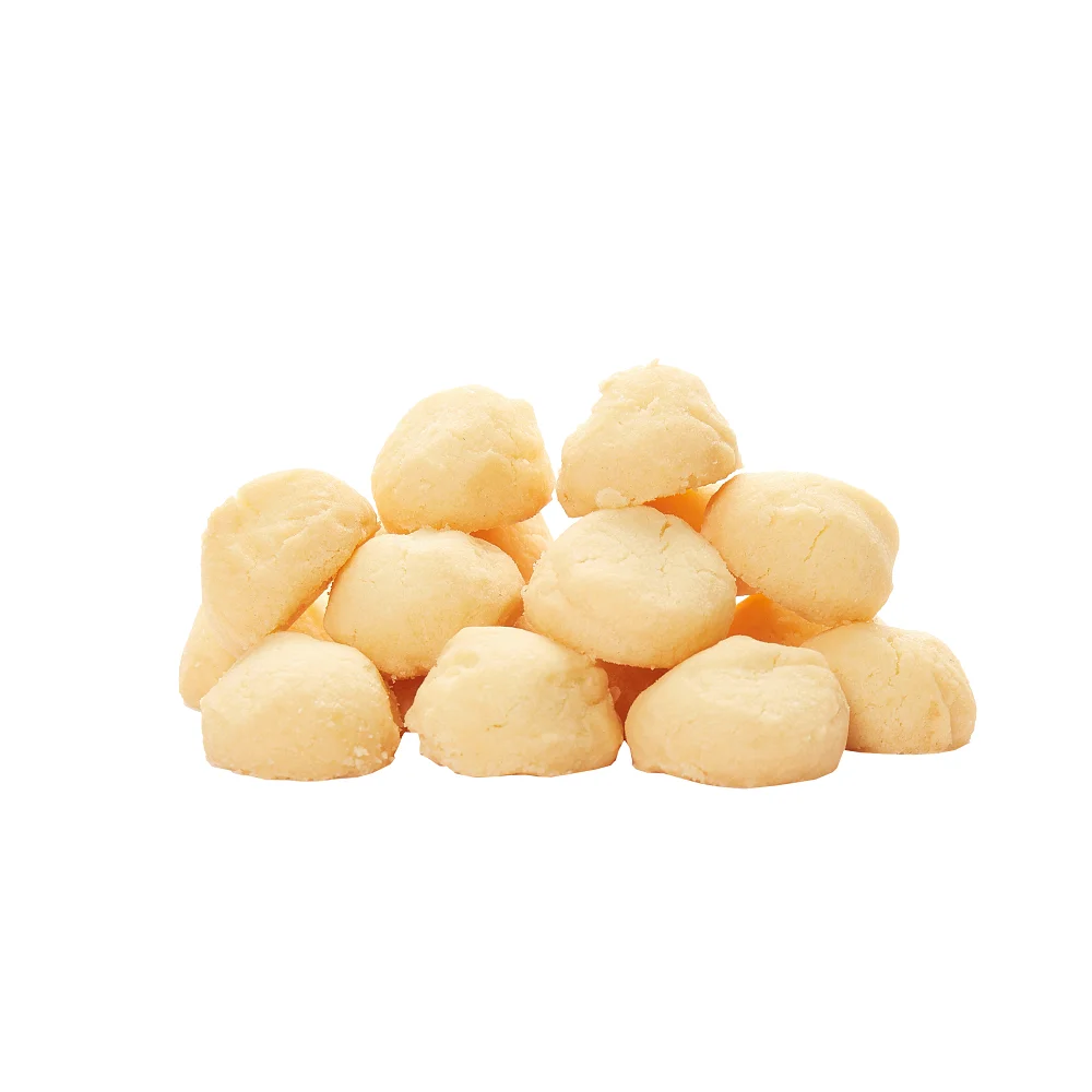 Hot Sale Delicious Baked Goods Buttery Fragrance Soft Eggless Low Sugar Golden Pebble Cookies Biscuits with Tin Bottle Packaging