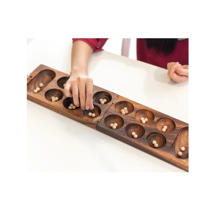 Factory Price Excellent Quality Bulk Buy 84 Round Wooden Beads Fun and Play Mancala Two Player Wooden Board Games for Sale