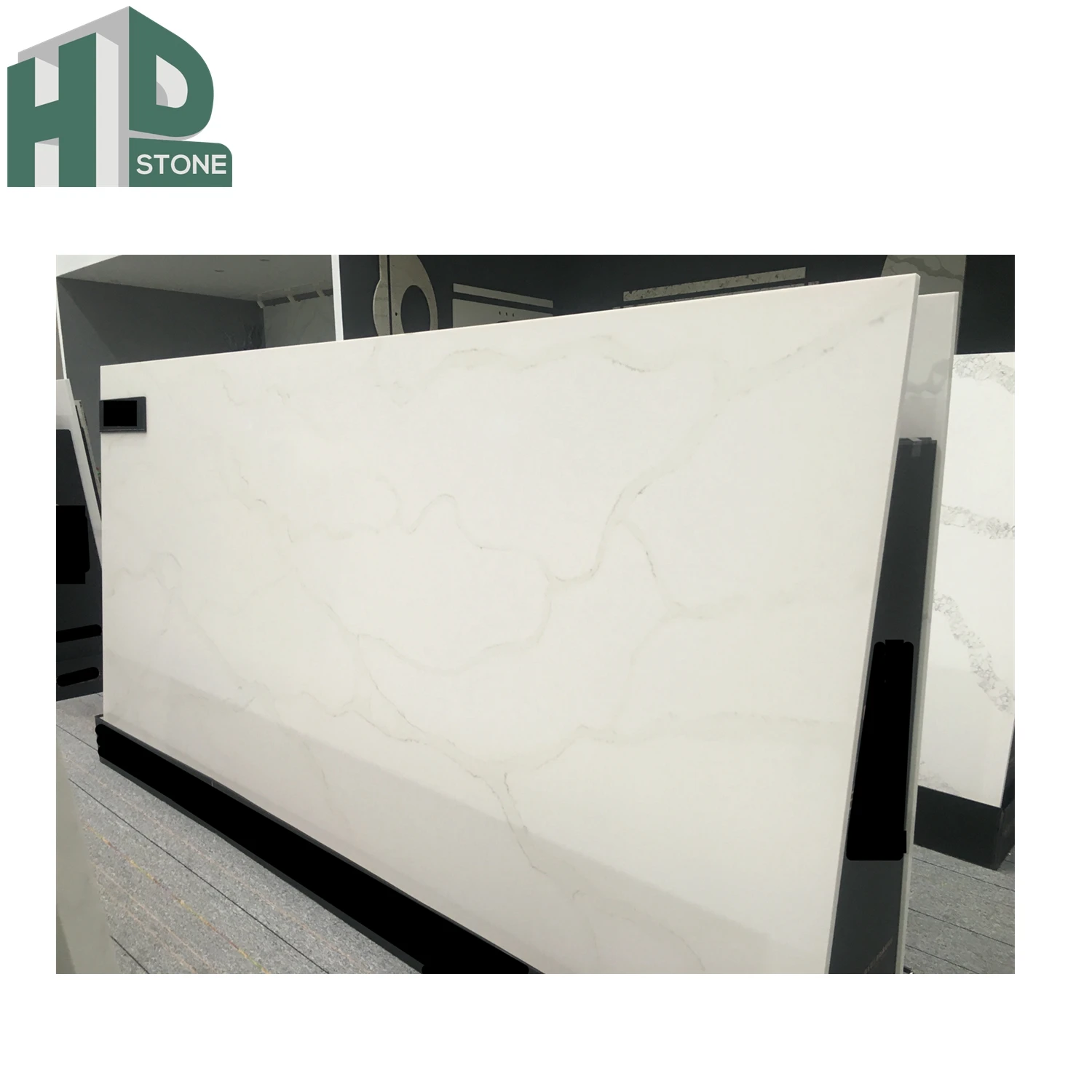 Calacatta White Quartz Slab Price Countertops Artificial Quartz Stone with Grey Veins