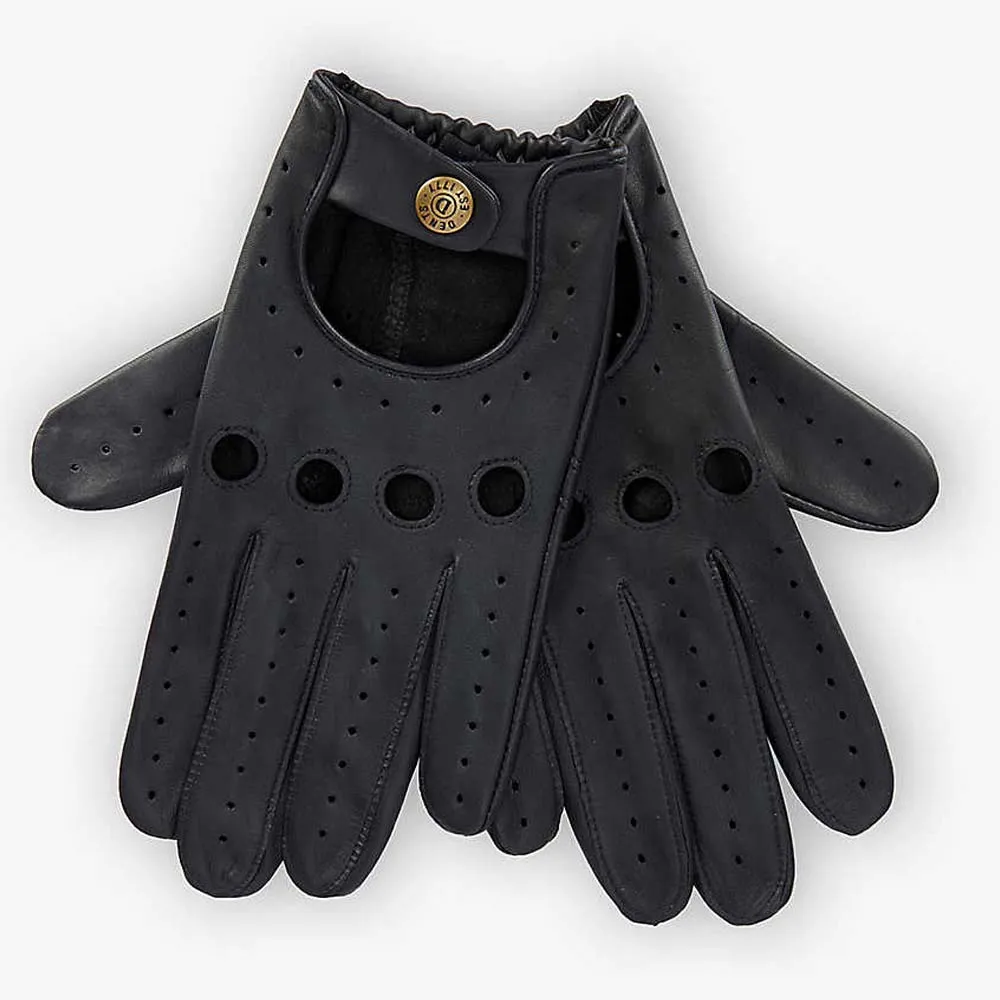 Men Leather Gloves Classic Black Breathable Full Finger Deerskin Driving Gloves Male Unlined