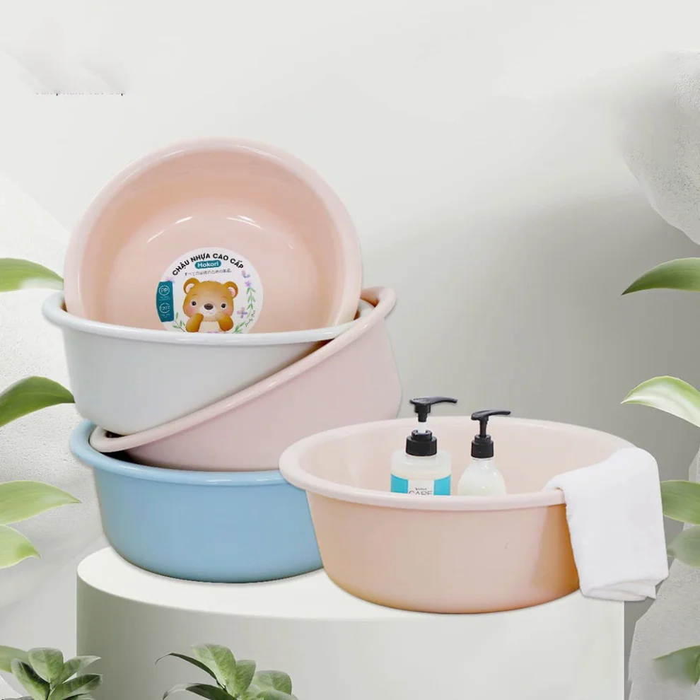 Viet Nhat Plastic Basin Plastic Dish Pan Basin Plastic Basin for Washing Clothes 2T7 50 pcs/Packaging