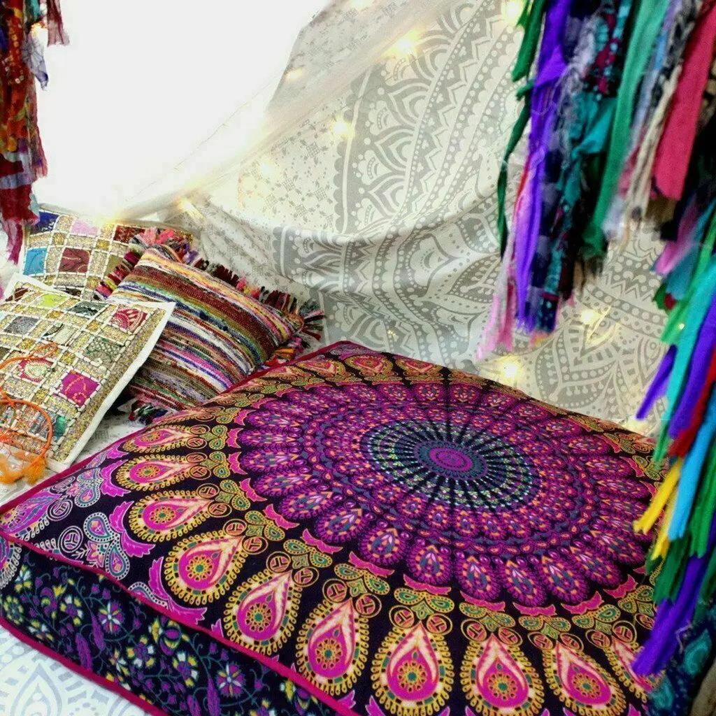 Mandala Meditation Pillow Cushion Pouf Floor Cushion Cover 35 Inches Large Multiple Color Square