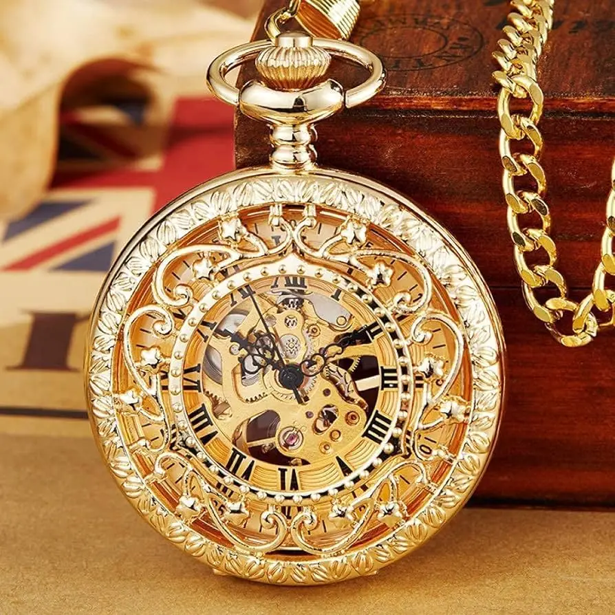 Fashion Smooth And Bright Retro Double faced Alloy Quartz Antique Pocket Watches from india