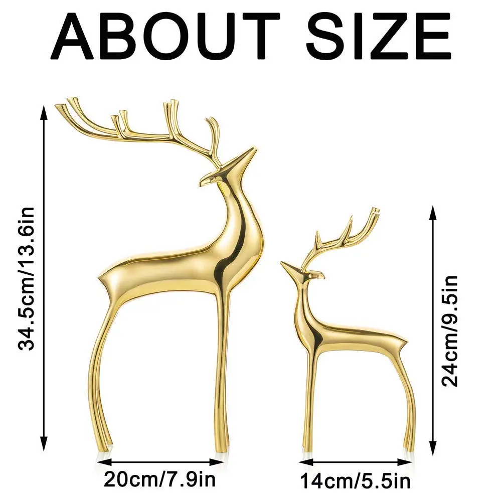 Rein Deer Shape Aluminum Tabletop Sculpture Accent for Living Drawing Bedroom Shelf Showcase Table Home Decor