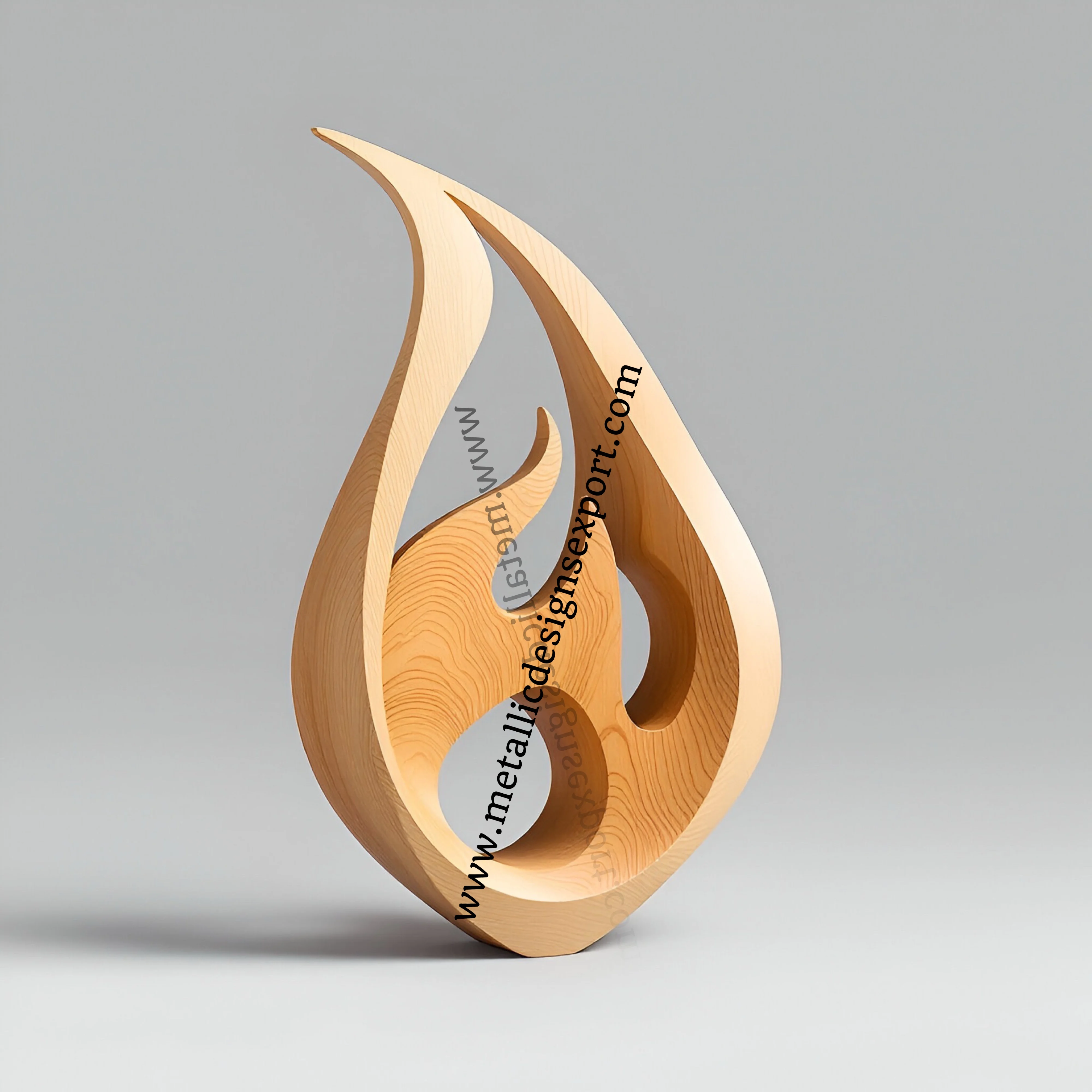 Round Abstract Wooden Sculpture Modern Carved Wood Art Decor, Unique Handcrafted Accent Piece for Home & Office Display