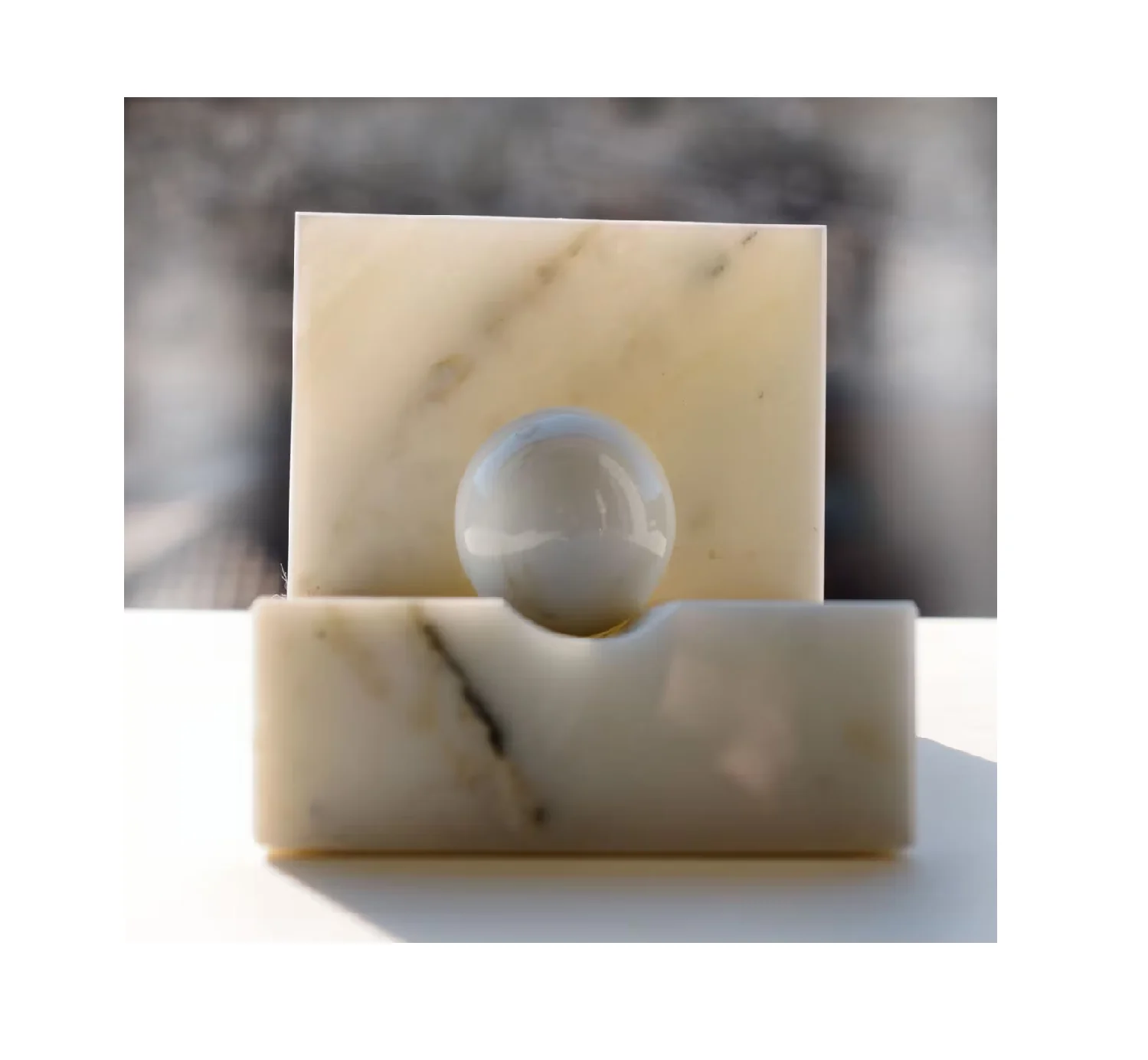 Rectangle High Quality Display Card stand handicraft best design customized Wholesale white marble paper card holder