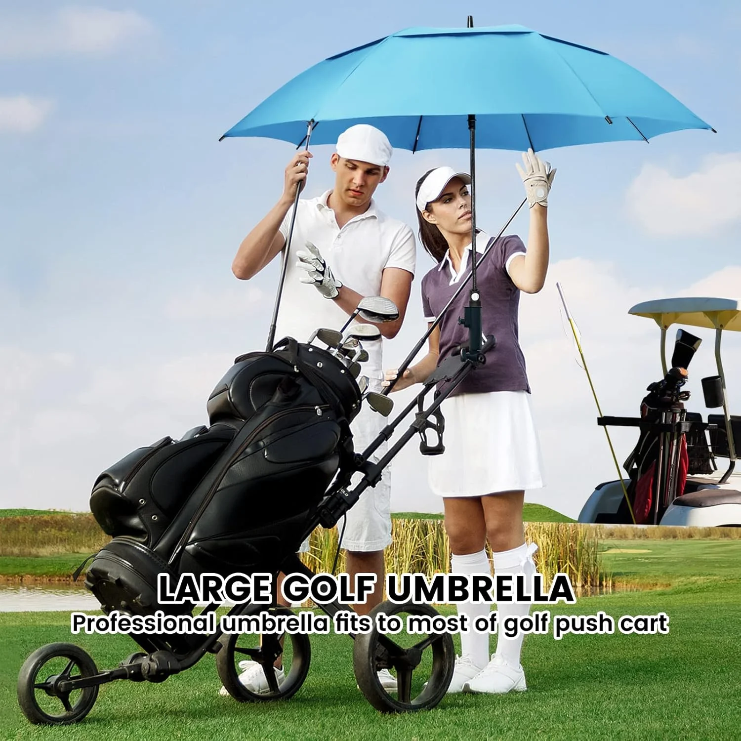 Customizable Straight Mast Long Automatic Open Double Layer Golf Umbrella Various Sizes Anti UV Golf Umbrella