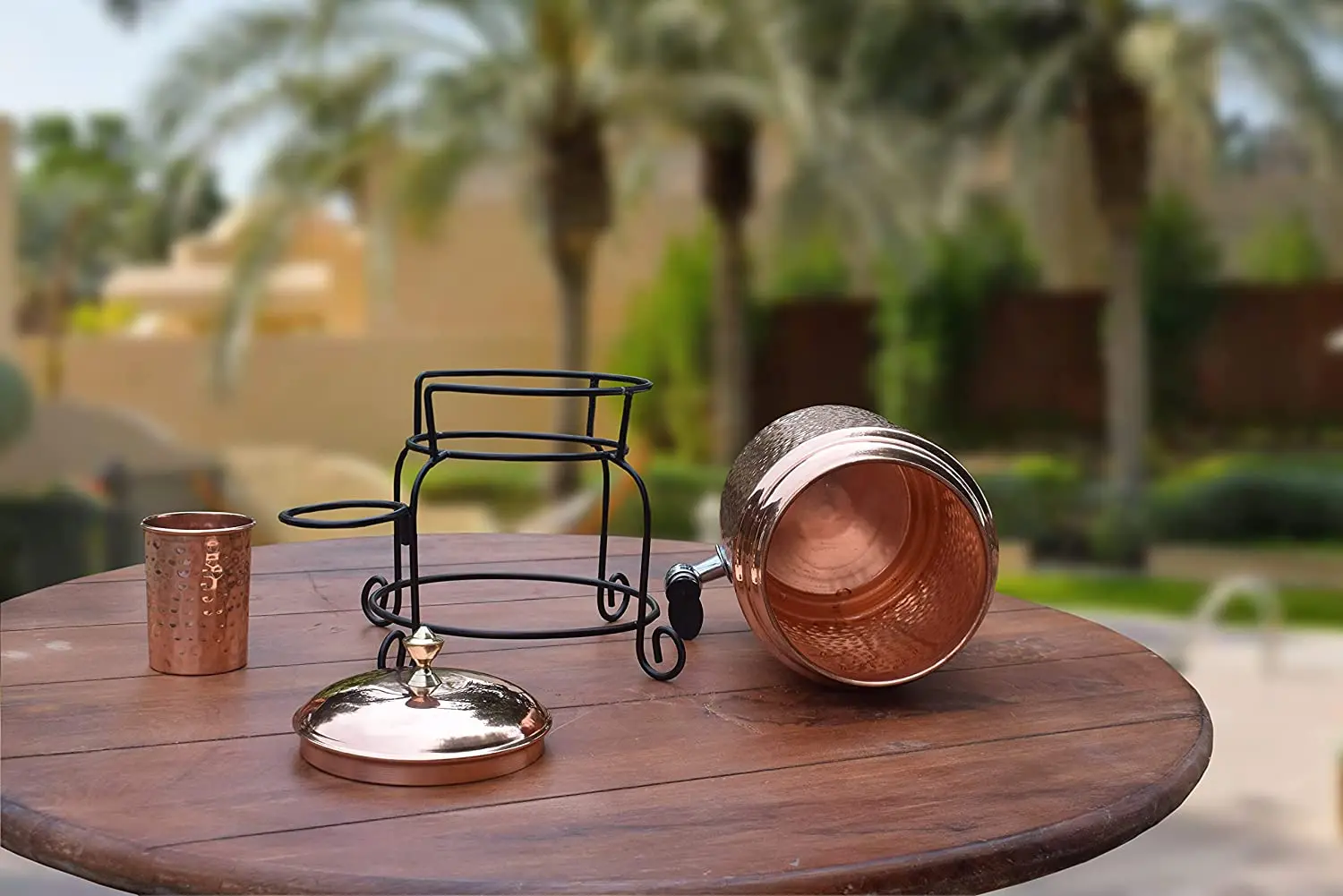 Copper 5 Litre Hammered Copper Water Dispenser (Matka/Pot/Dispenser/watercooler) Container Pot with 1 Copper