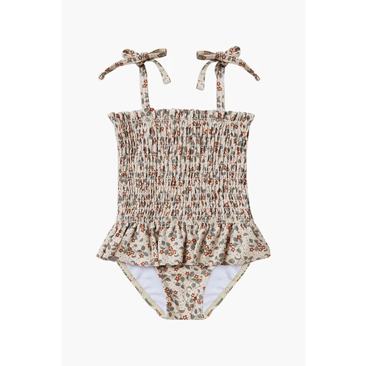 Купальник для маленьких девочек, винтажный купальник с цветочным рисунком, бикини для девочек 3 лет