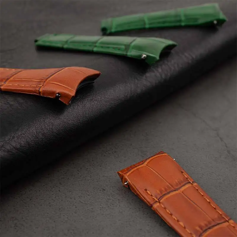 Великолепная кожа теленка с ремешком из кожи крокодила 20 мм мягкий изогнутый торцевой ремешок для часов Rolex