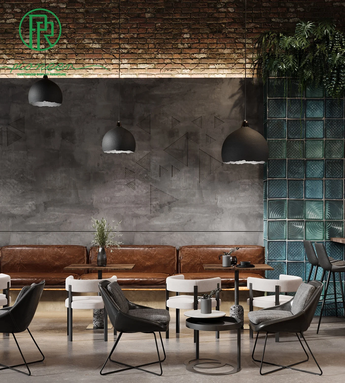 Modern coffee shop counter cafe lounge seat furniture cafe dinning table and chairs design