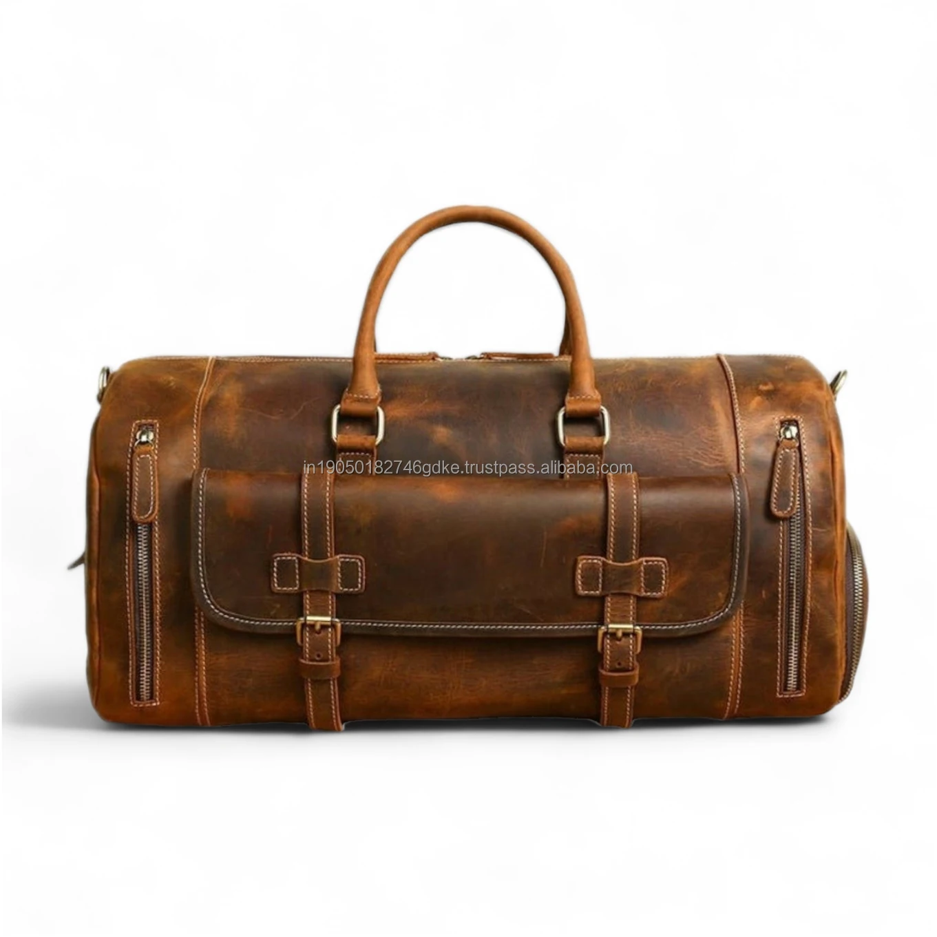 Customized Overnight Travel Bags for Weekend Business Trips Featuring a Shoe Compartment crafted from Genuine Leather